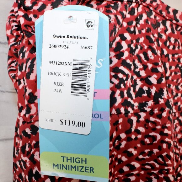 Swim Solutions Red Baby Spice Underwire Tummy-Control Swim Dress Size 26W NWT - Picture 5 of 7